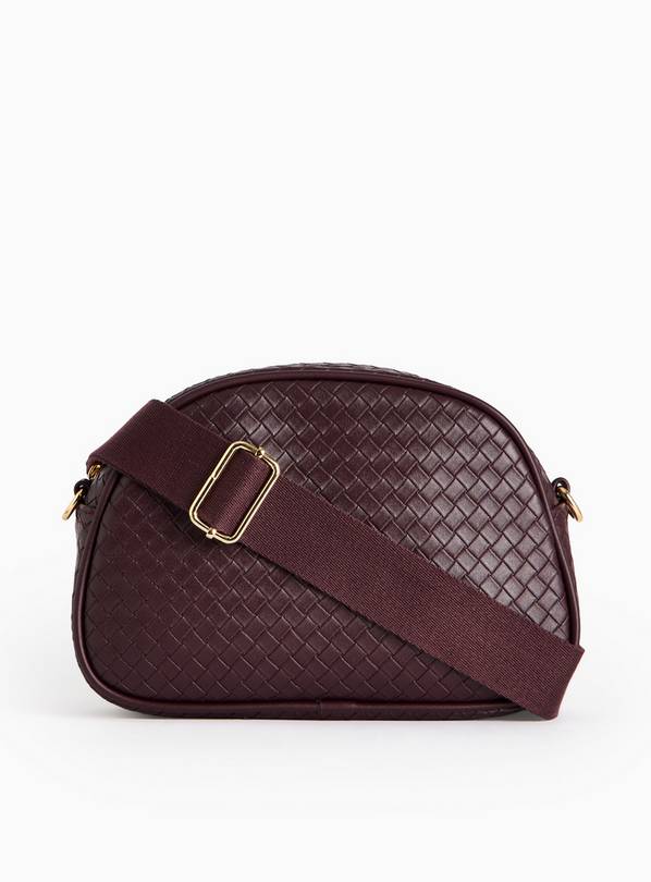 Burgundy Weave Detail Camera Bag One Size